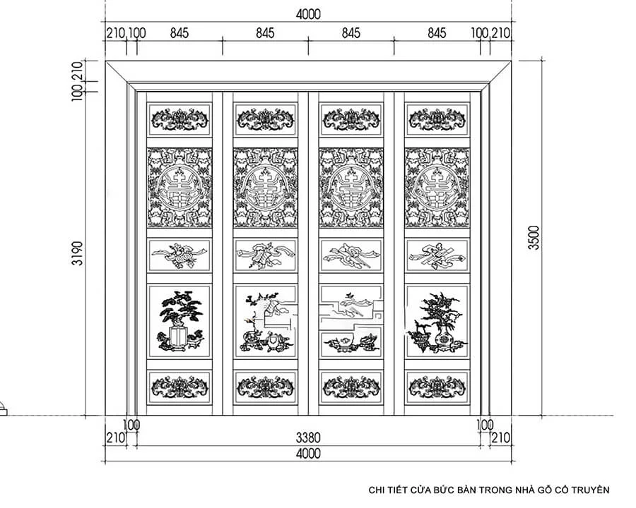 Bản vẽ chi tiết cửa bức bàn