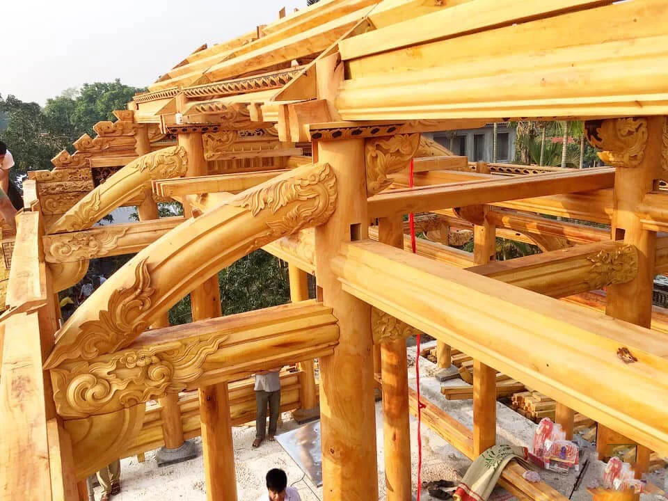 Căn nhà gỗ 3 gian, gỗ mít vườn