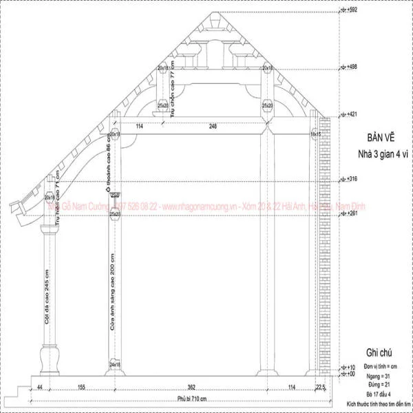 Chốt bản vẽ kỹ thuật Nhà thờ tổ họ Phạm tại Thanh Miện, Hải Dương