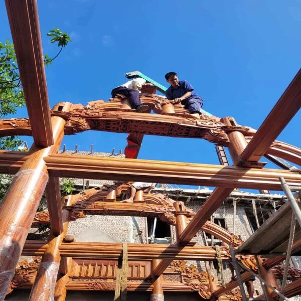 Lắp dựng nhà gỗ 3 gian 22 cột gỗ lim cho gia chủ tại Bắc Ninh